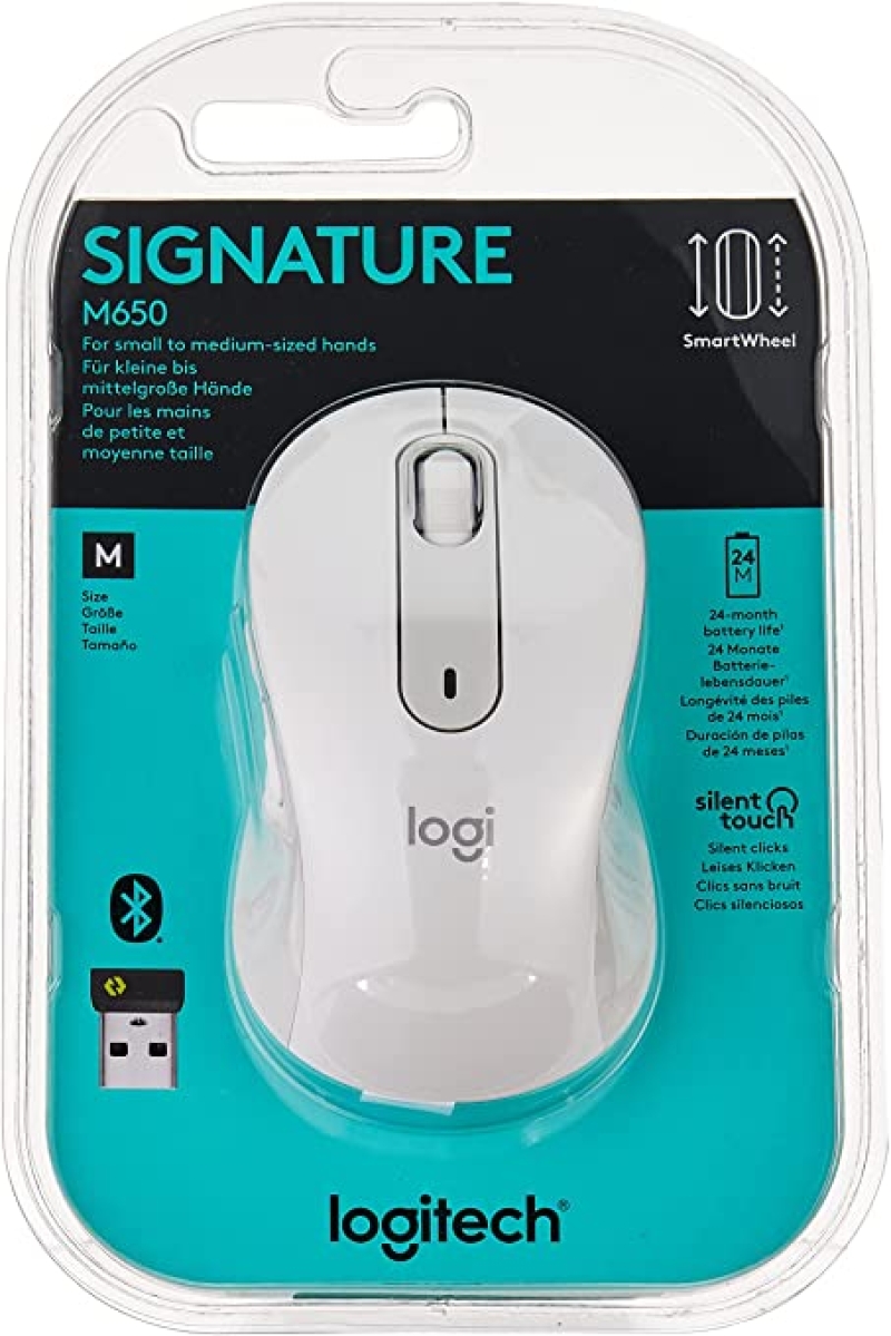 Logitech Signature M650 Wireless BT Mouse (Sixe-S/M)- Off White