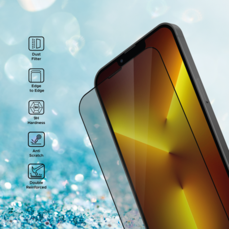 Liberty Guard 2.5D Full Cover Clear With Dust Filter DRiPhone 14 ProBlack Border