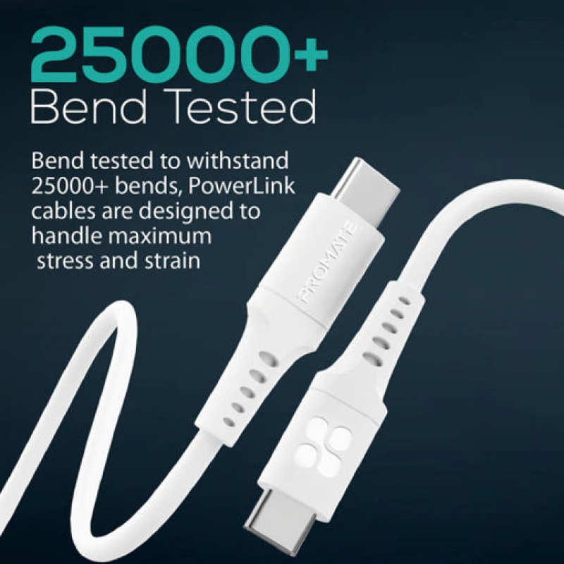 60W Power Delivery Ultra-Fast USB-C Soft Silicon Cable • Data & Charge Support• 2m Length