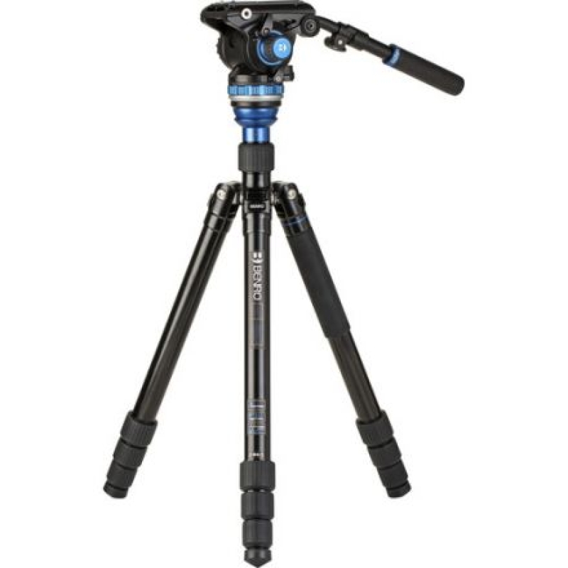 BENRO A3883TS6PRO REVERSE-FOLDING ALUMINUM TRAVEL TRIPOD WITH S6PRO FLUID VIDEO HEAD