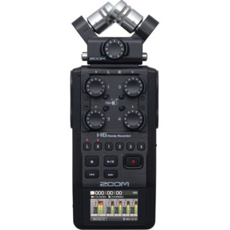 ZOOM H6 ALL BLACK 6-INPUT / 6-TRACK PORTABLE HANDY RECORDER WITH SINGLE MIC CAPSULE (BLACK)