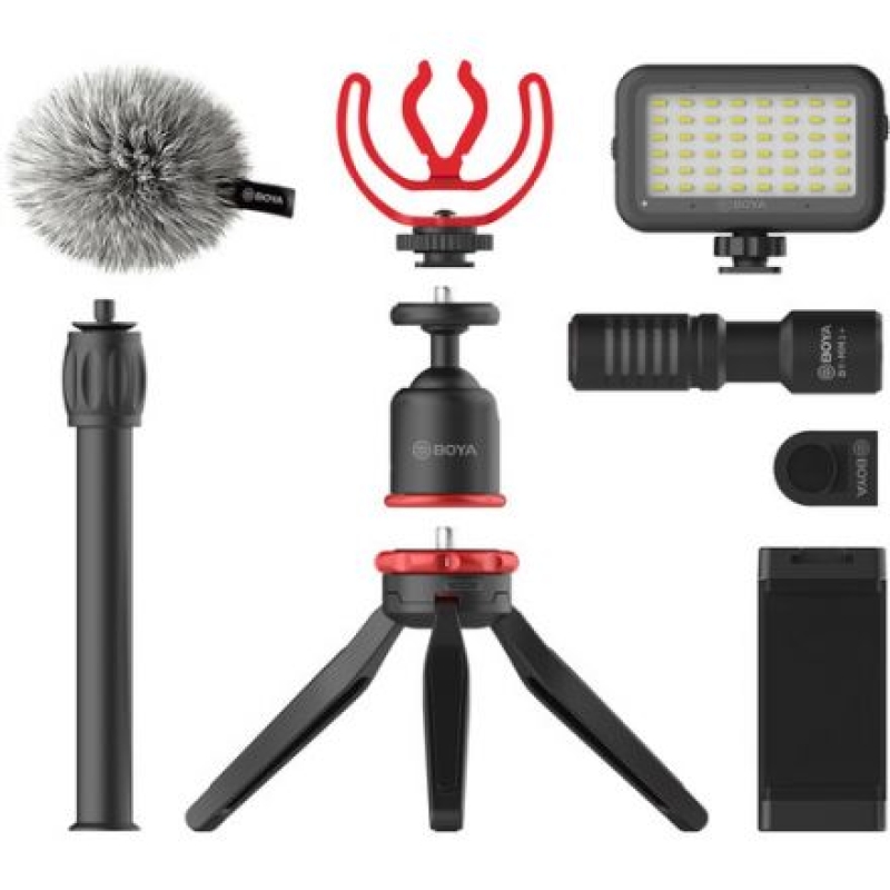 BOYA BY-VG350 SMARTPHONE VLOGGER KIT PLUS WITH BY-MM1+MIC, LED LIGHT, AND ACCESSORIES
