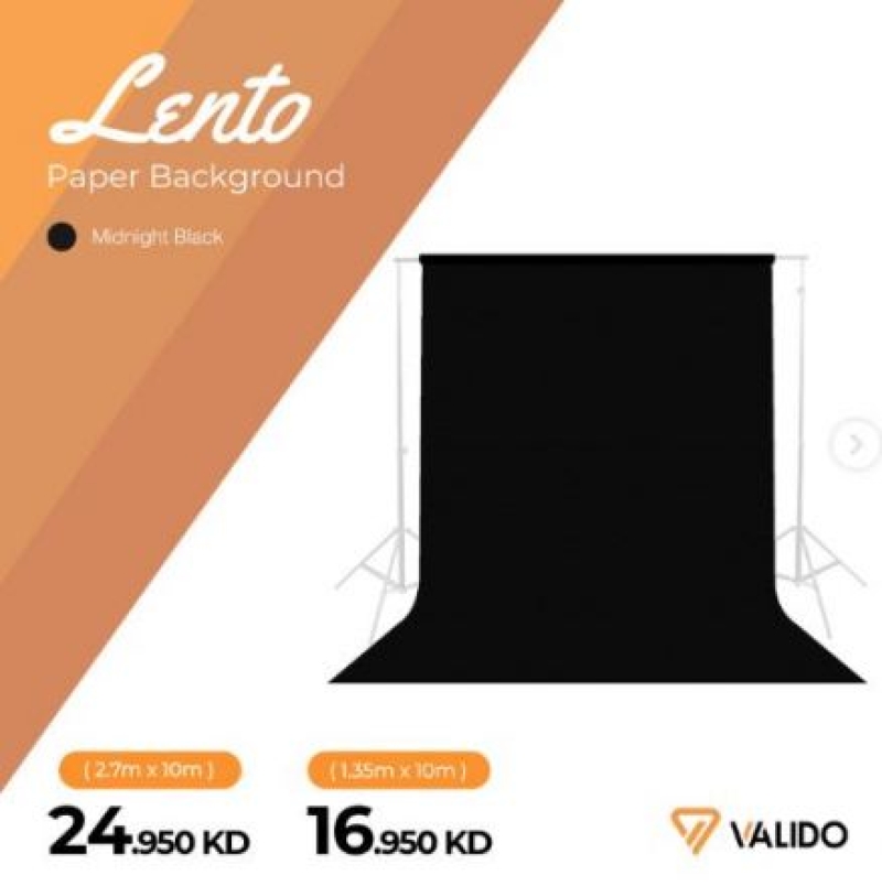 VALIDO LENTO MIDNIGHT BLACK PAPER BACKGROUND (1.35mX10m)