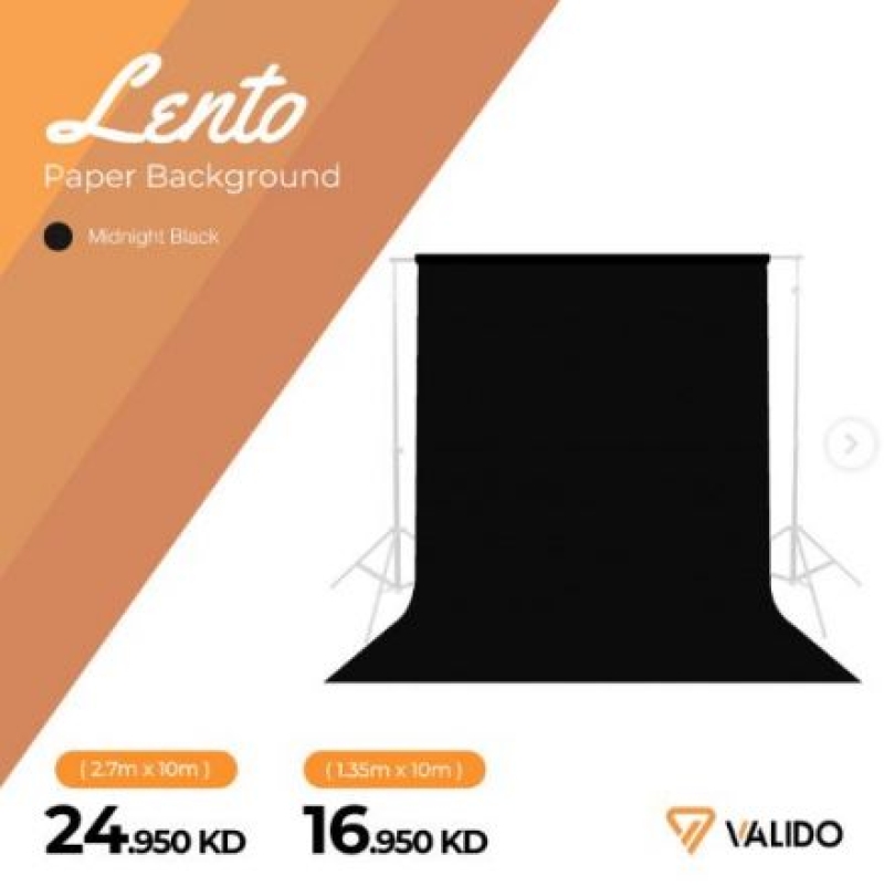 VALIDO LENTO MIDNIGHT BLACK PAPER BACKGROUND (2.7mX10m)