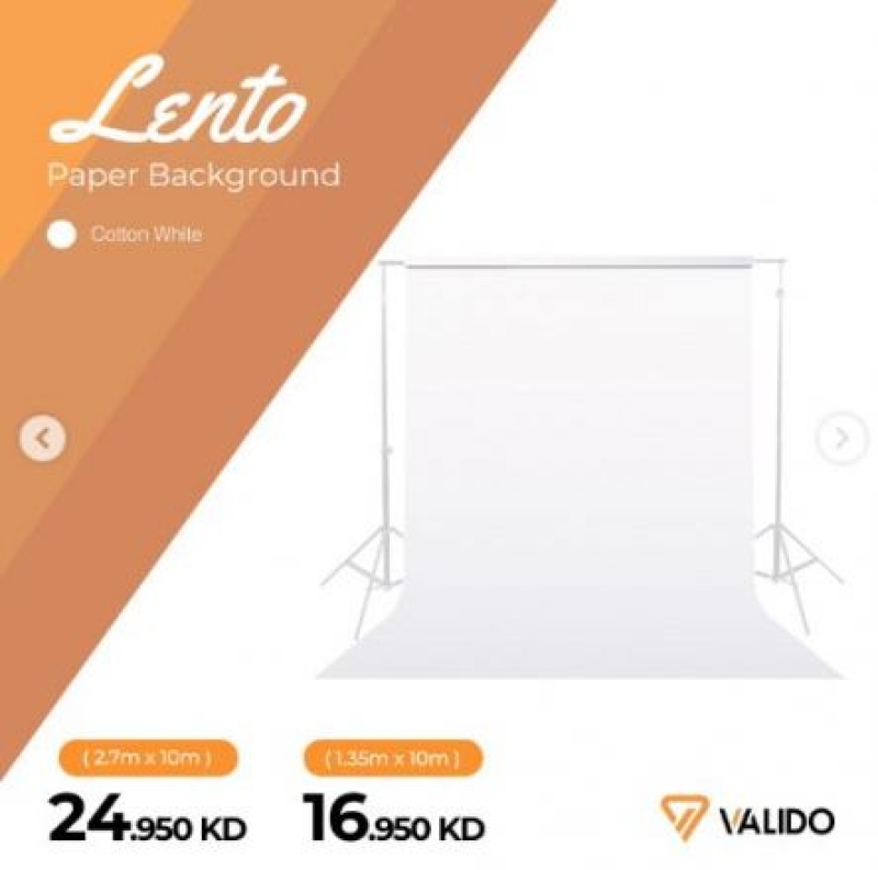 VALIDO LENTO COTTON WHITE PAPER BACKGROUND (2.7mX10m)