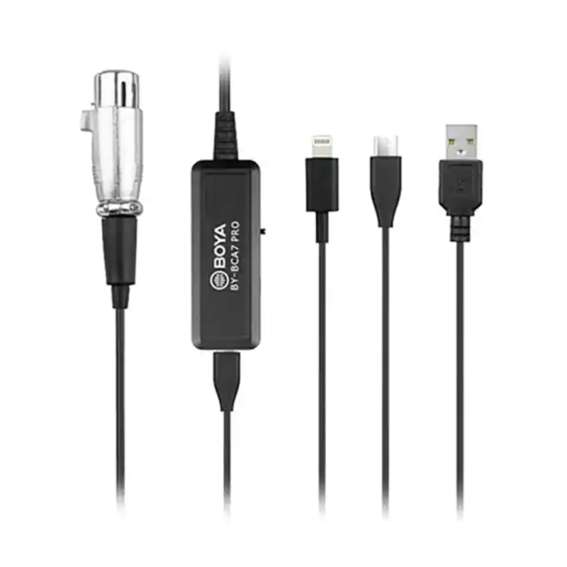 BOYA BY-BCA7 PRO XLR TO LIGHTNING & USB-A & TYPE C CONNECTORS MICROPHONE CABLE