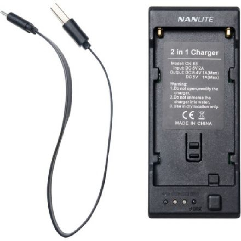 NANLITE CN-58 2-IN-1 RECIPRICAL BATTERY CHARGER FOR NP-F STYLE BATTERIES