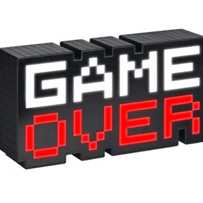 مصباح ديكور بضوء بيكسل 8 بت على شكل عبارة Game Over