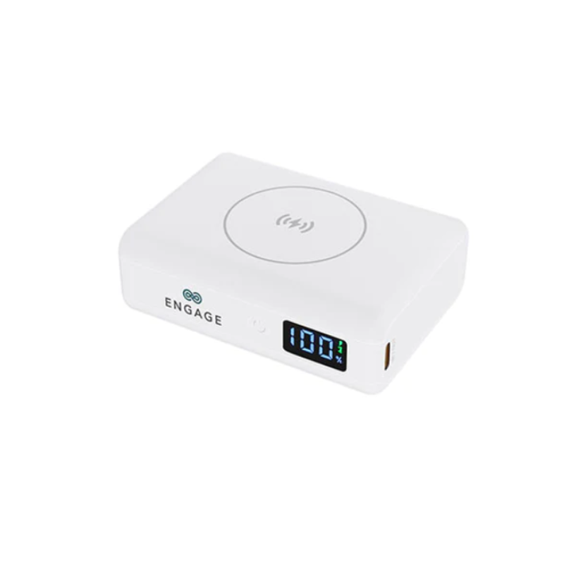 ENGAGE COMPACT WIRELES MAGNETIC PB 10000 MAH W/LED DISPLAY PD 45W WHITE