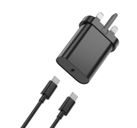 21PD Charger+ Cable Sets UK Plug+C TO C cable, Wi-U001 C-C Black