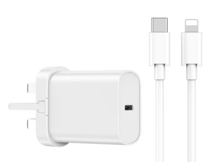 Wi-U001 20 شاحن PD + مجموعة كابل+USB C إلى Lightning C-L ,ابيض