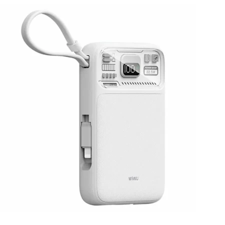 باور بنك Wi-P016 Magnetic (كابلات مزدوجة) باللون الأبيض