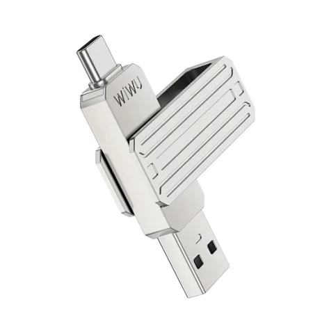 محرك فلاش Wi-FD001 Infinite 3in1 USB 3.0 سعة 256 جيجابايت فضي