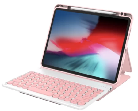 حافظة لوحة مفاتيح واقية مقاس 10.9 بوصة/2022 (لجهاز iPad 10) (عربي + إنجليزي) وردي
