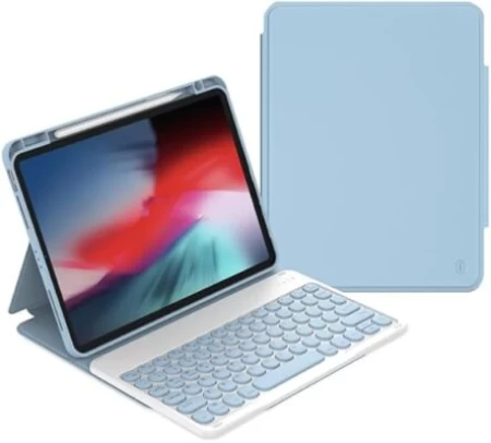 حافظة لوحة مفاتيح واقية مقاس 10.9 بوصات/2022 (لجهاز iPad 10) (عربي + إنجليزي) أزرق