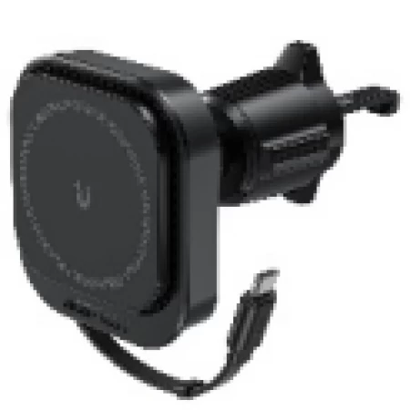 D32 magnetic wireless charging car holder with retractable cable for air vent,black