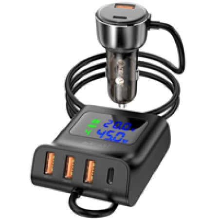 B11 138W Car Charger Splitter with Digital Display black