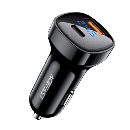 B4 digital display 66W(USB-C+USB-A) dual port car charger black