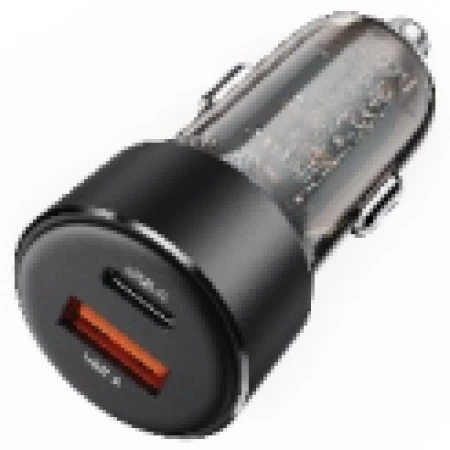 B12 60W (USB-A+USB-C) dual-port car charger,black black