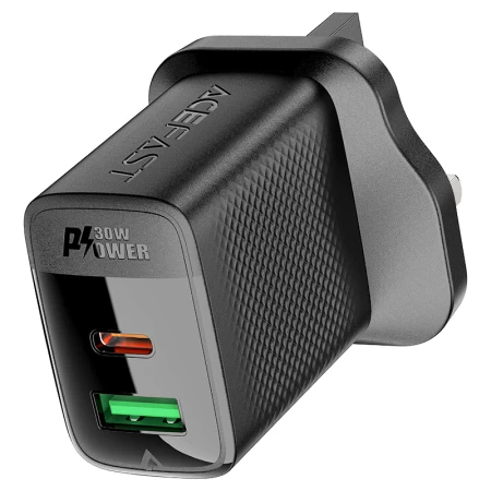 A99 PD30W GaN (USB-C+USB-A) charger (UK) black