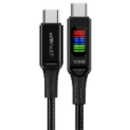C7-03 USB-C to USB-C zinc alloy charging data cable with display,black black