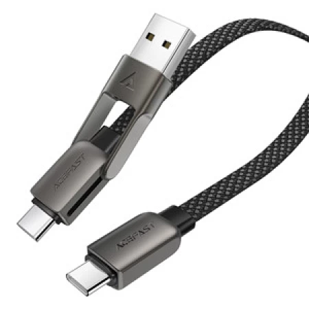 C13-05 USB-A/USB-C to USB-C short zinc alloy connectors charging data cable black
