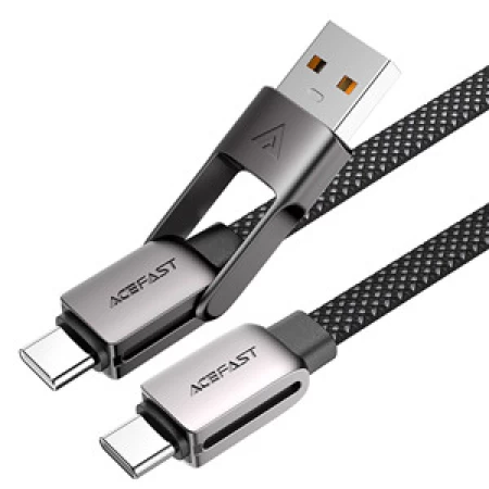 C13-04 USB-A/USB-C to USB-C zinc alloy connectors charging data cable black