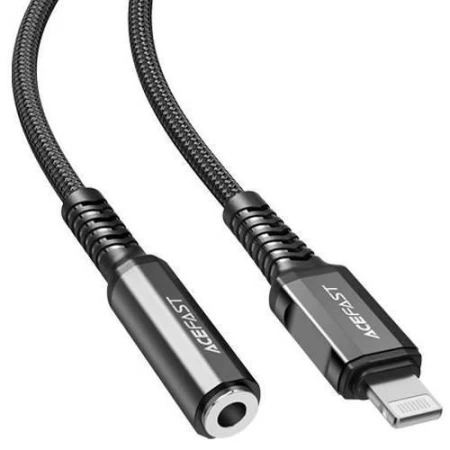 C1-05 Lightning to 3.5mm aluminum alloy headphones adapter cable black