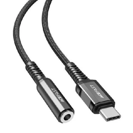 C1-07 USB-C to 3.5mm aluminum alloy headphones adapter cable black