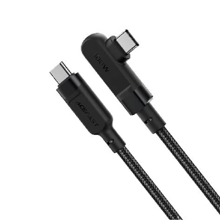 C5-03 USB-C to USB-C 100W right angled aluminum alloy charging data cable black