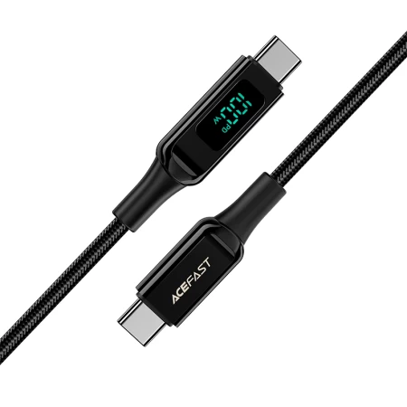 C6-03 USB-C to USB-C 100W zinc alloy digital display braided charging data cable black