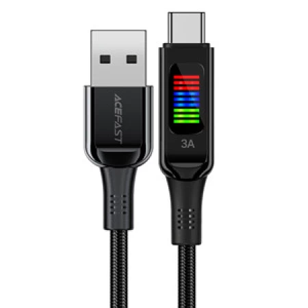 C7-04 USB-A to USB-C zinc alloy charging data cable with display black