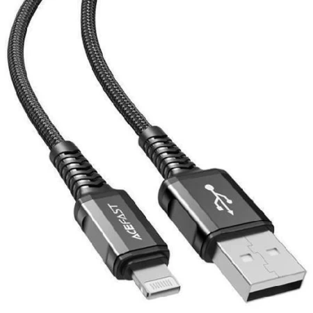 C1-02 USB-A to Lightning aluminum alloy charging data cable black