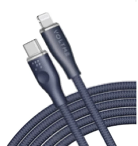 Voltme Powerlink Rugg Double Nylon Cable Type C to Lightning 3A / 2.0M Zinc-Alloy Connector Blue