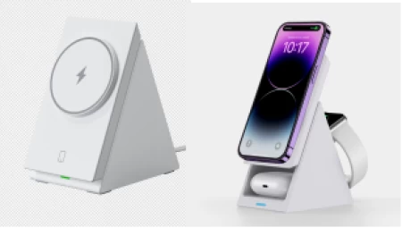 Choetech 3in1 Foldable Stowable wireless charging for iphone iwatch airpods white