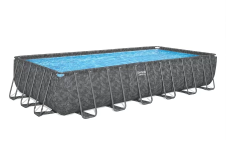 مجموعة حمام سباحة مستطيلة الشكل 24 × 12 × 52 بوصة/7.32 متر × 3.66 متر × 1.32 متر (حمام سباحة، مضخة فلتر الرمل (220-240 فولت)، سلم، غطاء، كرات ترشيح حمام السباحة من بوليسفير.)